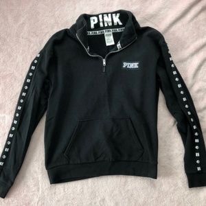 XS VS PINK Black Quarter Zip Sweater